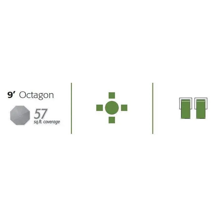 Treasure Garden 9' Octagon Push Button Tilt Umbrella with Black Frame - Image 4