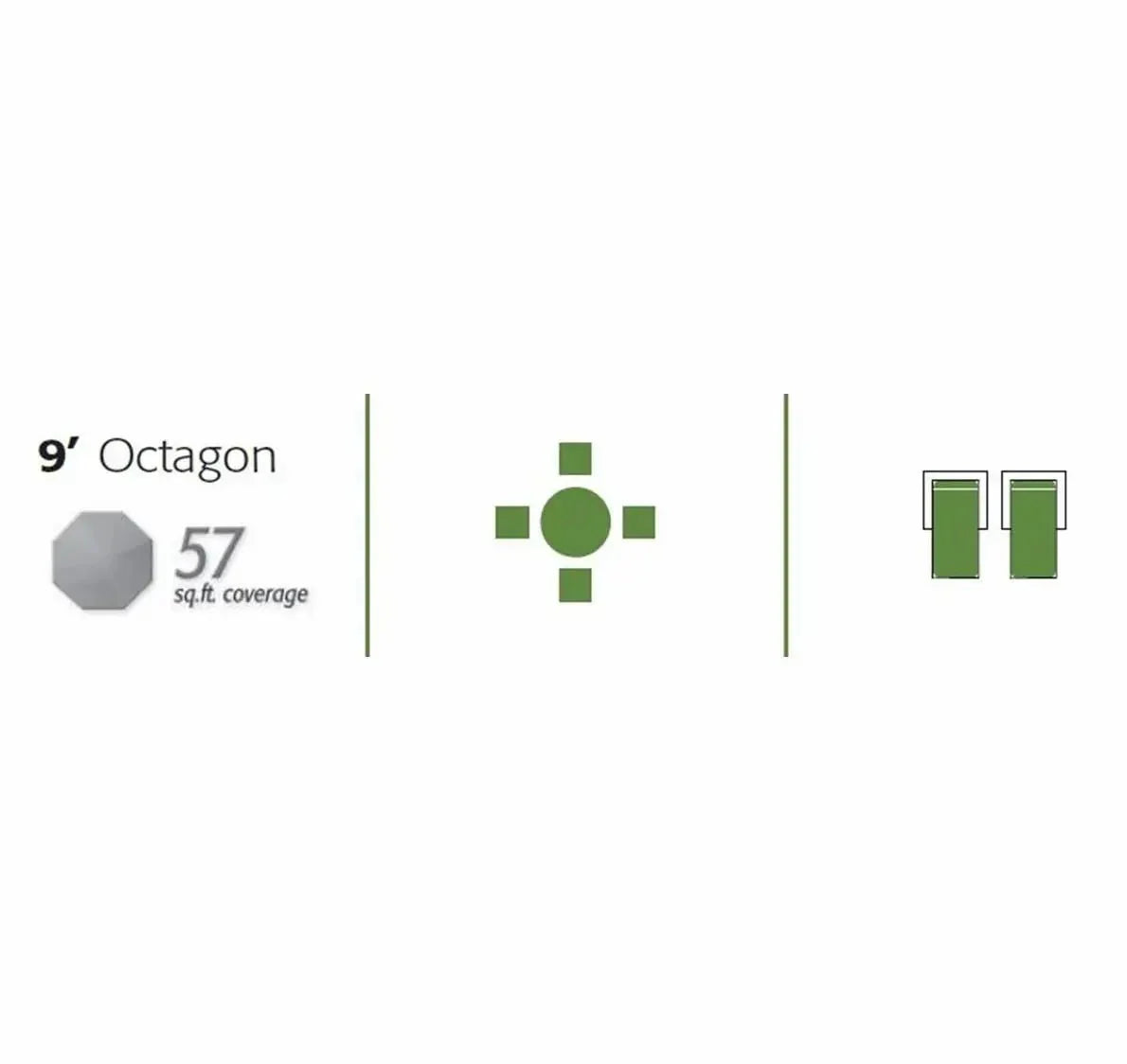 Treasure Garden 9' Octagon Push Button Tilt Umbrella with Bronze Frame - Image 4