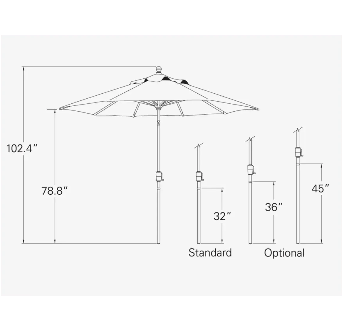 Treasure Garden 9' Octagon Push Button Tilt Umbrella with Bronze Frame - Image 2