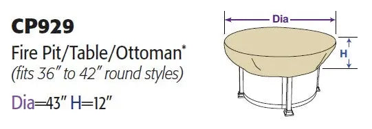 Treasure Garden Protective Cover for 36 - 42 Round Fire Pit / Table / Ottoman - Image 2