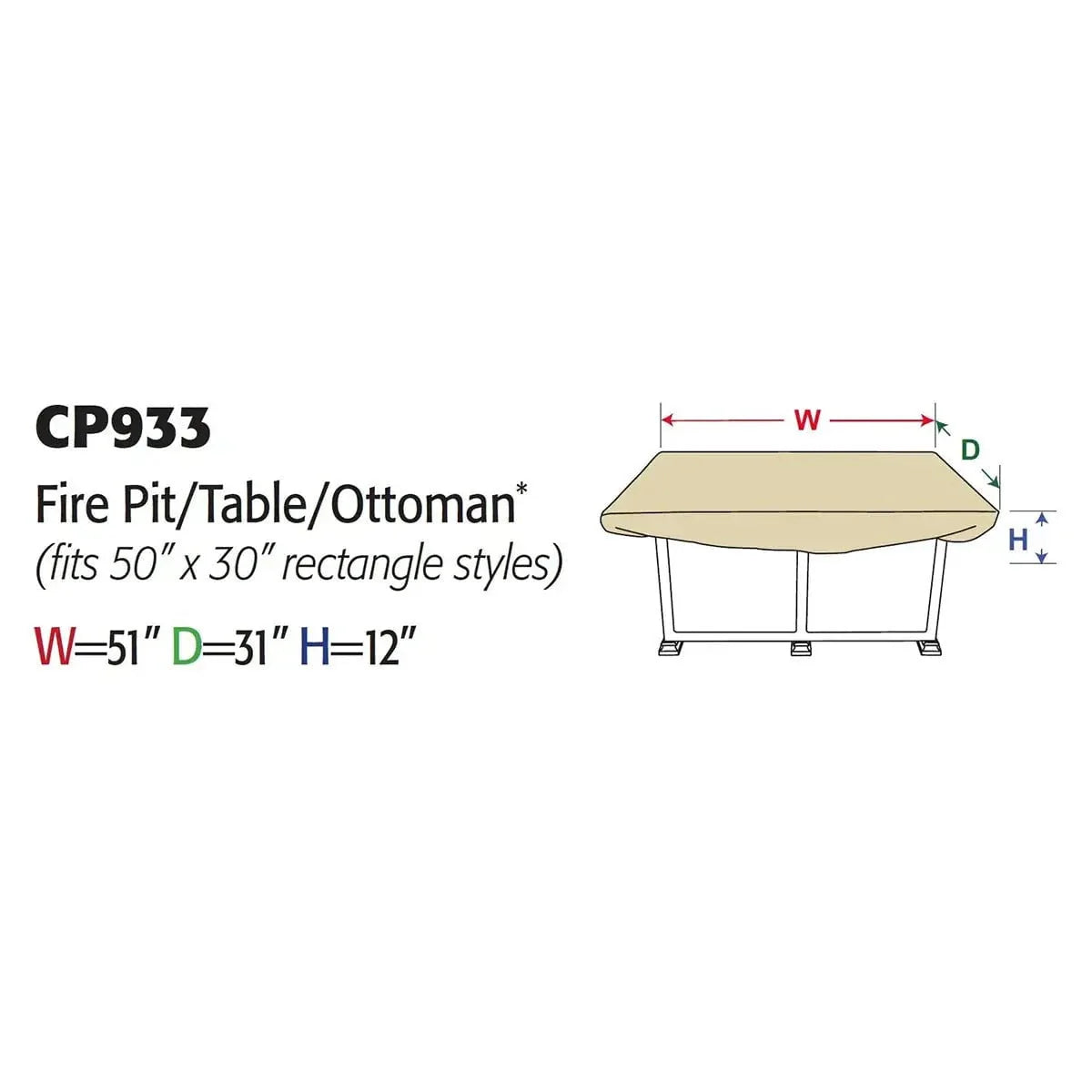 Treasure Garden Protective Cover for 50 x 30 Rectangle Fire Pit / Table / Ottoman - Image 2