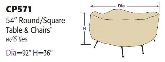 Treasure Garden Protective Cover for 54 Round or Square Dining Table and Chairs - Image 2