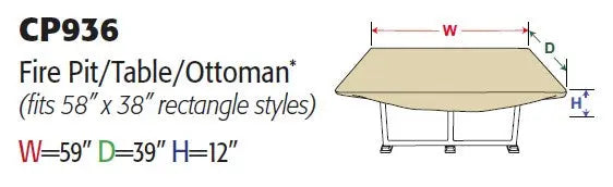 Treasure Garden Protective Cover for 58 x 38 Rectangle Fire Pit / Table / Ottoman - Image 2