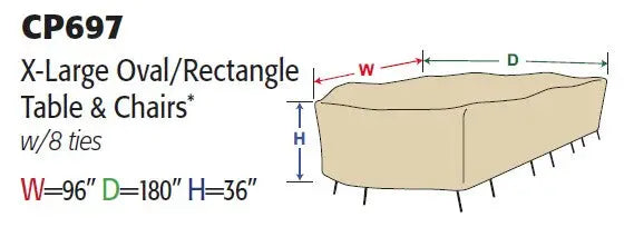 Treasure Garden Protective Cover for X-Large Oval or Rectangle Table and Chairs - Image 2