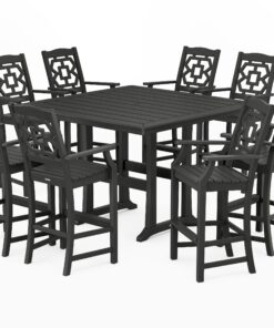 Polywood: Chinoiserie 9-Piece Square Bar Set with Trestle Legs