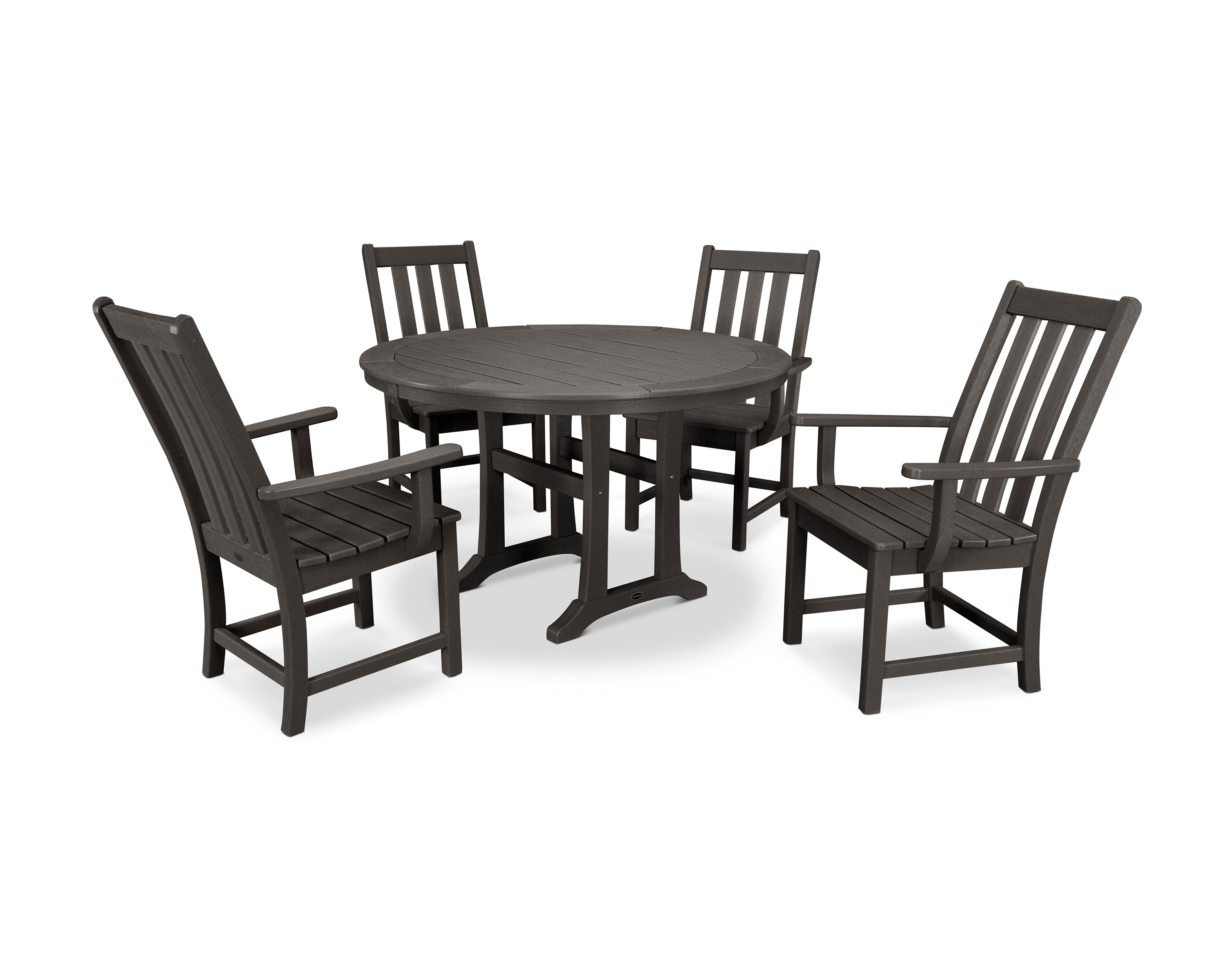 Polywood: Vineyard 5-Piece Round Dining Set with Trestle Legs - Image 26