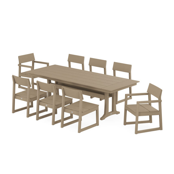 Polywood: EDGE 9-Piece Farmhouse Dining Set with Trestle Legs - Image 19