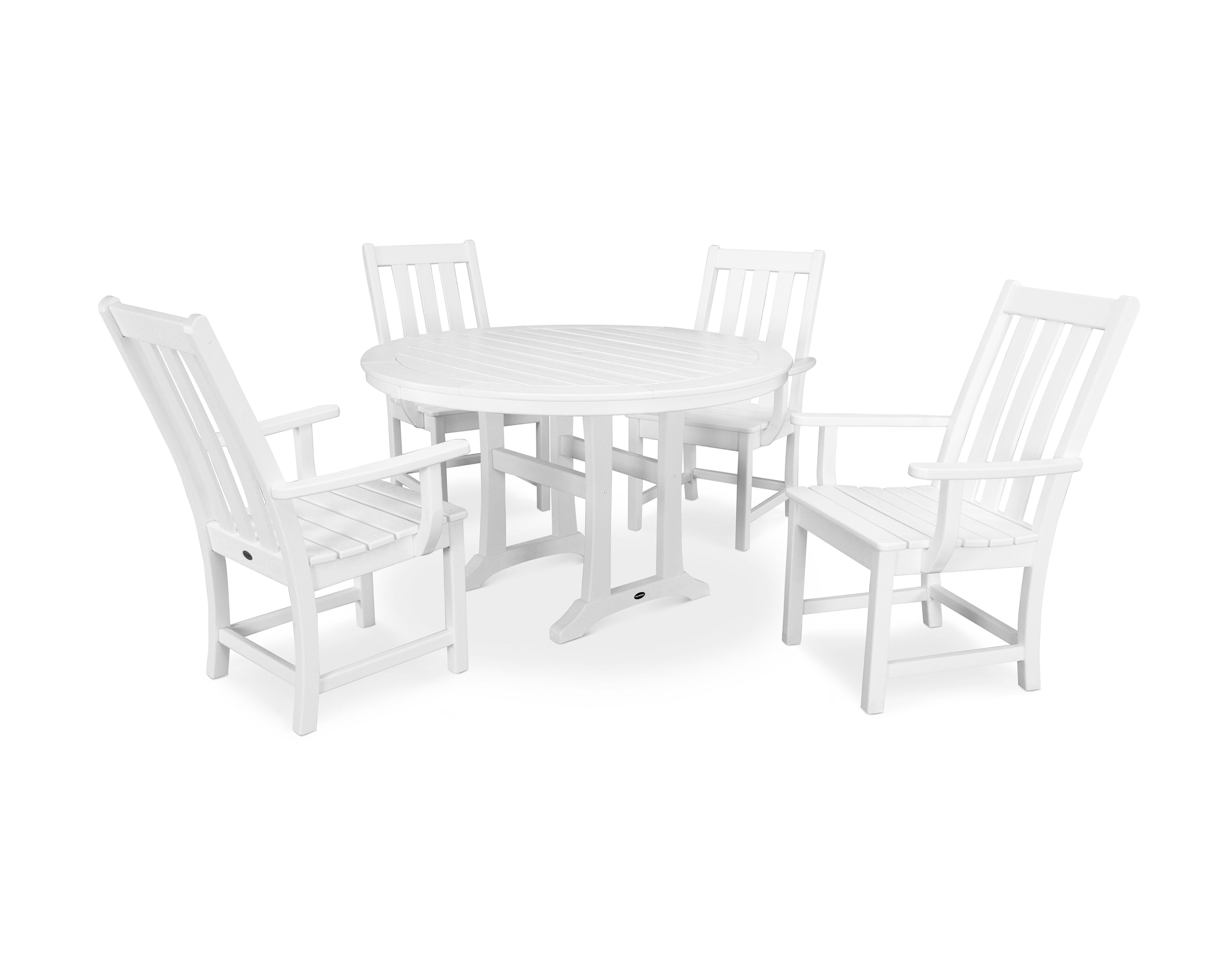 Polywood: Vineyard 5-Piece Round Dining Set with Trestle Legs - Image 22