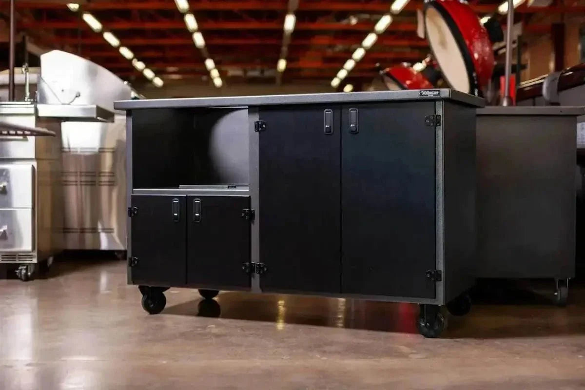 Wellspring Alpha Series Grill Cabinet for Big Green Egg Large. Silver Vein Frame. Black Doors and Black Hardware - Image 5