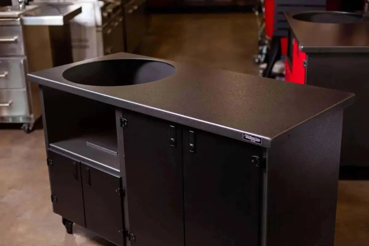 Wellspring Alpha Series Grill Cabinet for Big Green Egg Large. Silver Vein Frame. Black Doors and Black Hardware - Image 6