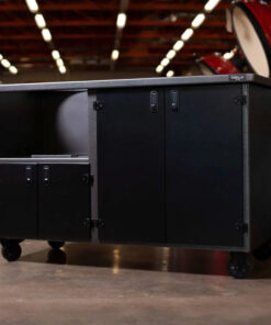Wellspring Alpha Series Grill Cabinet for Kamado Joe Big Joe. Tuxedo Black Frame. Black Doors and Black Hardware