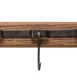Wood & Metal Wall Hook with 5 Hooks