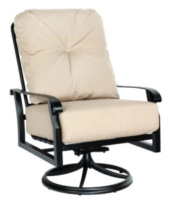 Woodard Cortland Cushion Big Man Swivel Rocker with Twilight Frame and Chartres Malt Fabric