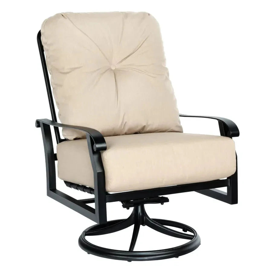 Woodard Cortland Cushion Big Man Swivel Rocker with Twilight Frame and Chartres Malt Fabric