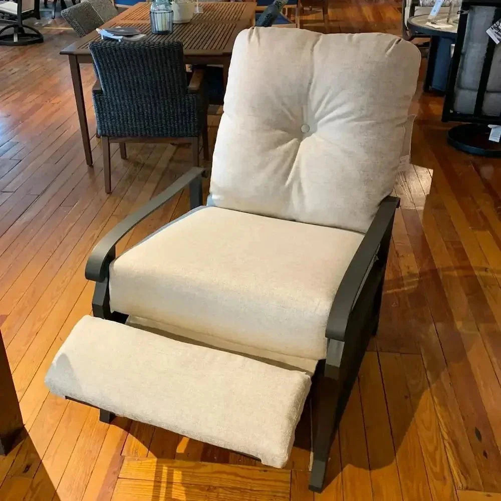 Woodard Cortland Cushioned Recliner in Twilight Finish with Chartres Malt Fabric - Image 3