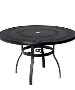 Woodard Deluxe Complete 48in Round Dining Table with Trellis Top in Aztec Bronze Finish
