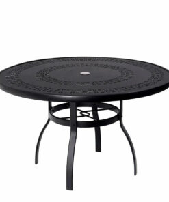 Woodard Deluxe Complete 48in Round Dining Table with Trellis Top in Twilight Finish