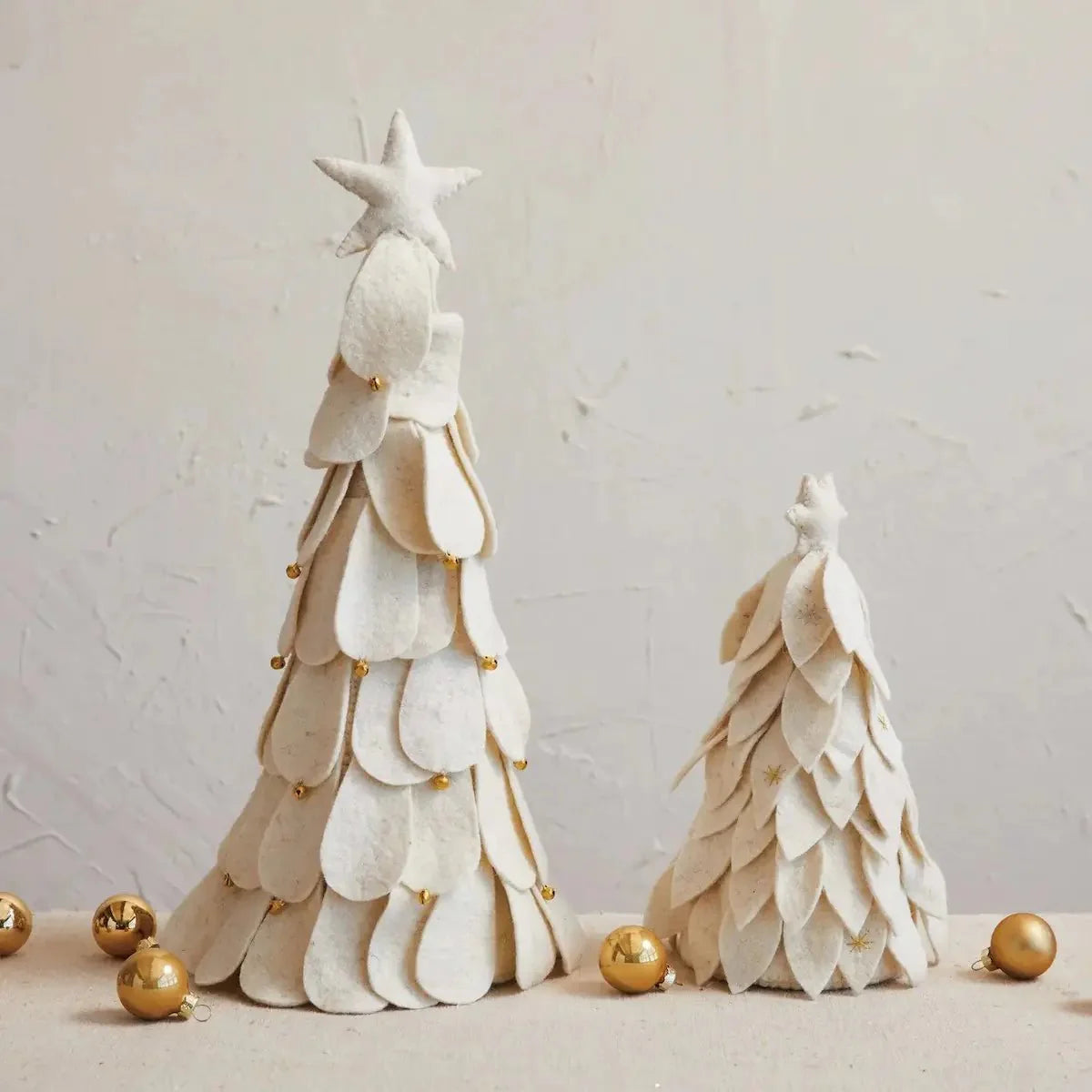 Wool Felt Holiday Tree in Cream with Jingle Bells - Image 3