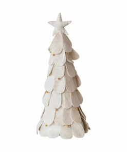 Wool Felt Holiday Tree in Cream with Jingle Bells