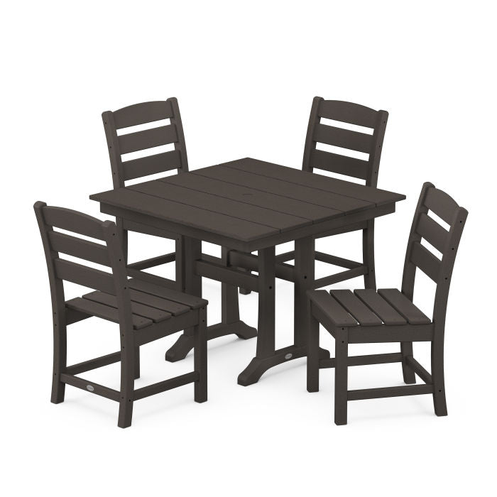 Polywood: Lakeside 5-Piece Farmhouse Trestle Side Chair Dining Set - Image 8