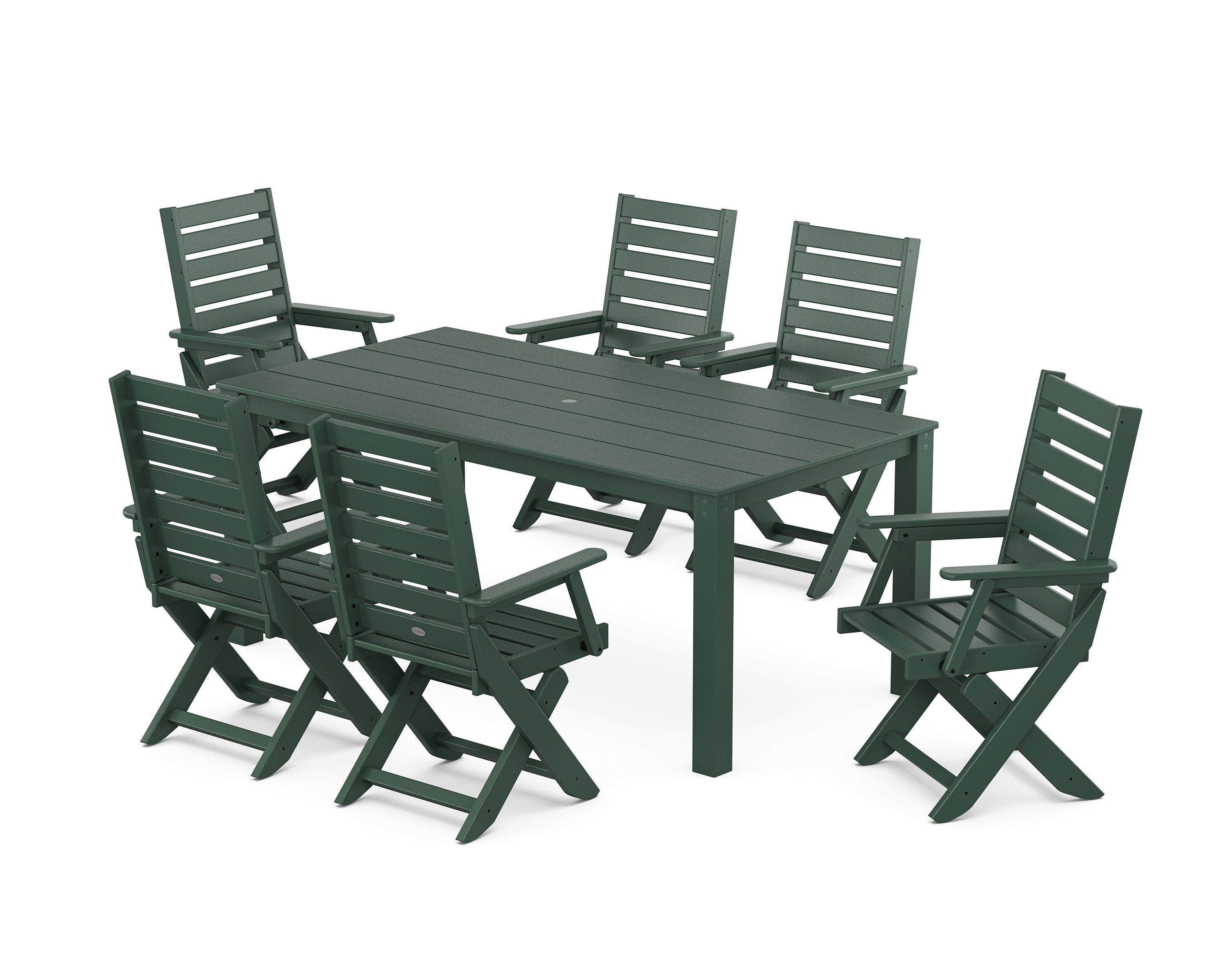 Polywood: Captain Folding Chair 7-Piece Parsons Dining Set in White - Image 9