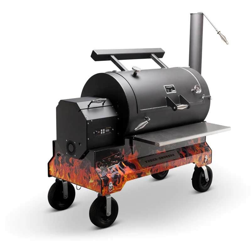 Yoder Smokers YS1500 Competition Cart Magnetic Wrap - Orange Flames - Image 4