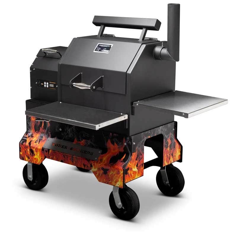 Yoder Smokers YS480 Competition Cart Magnetic Wrap - Orange Flames - Image 4
