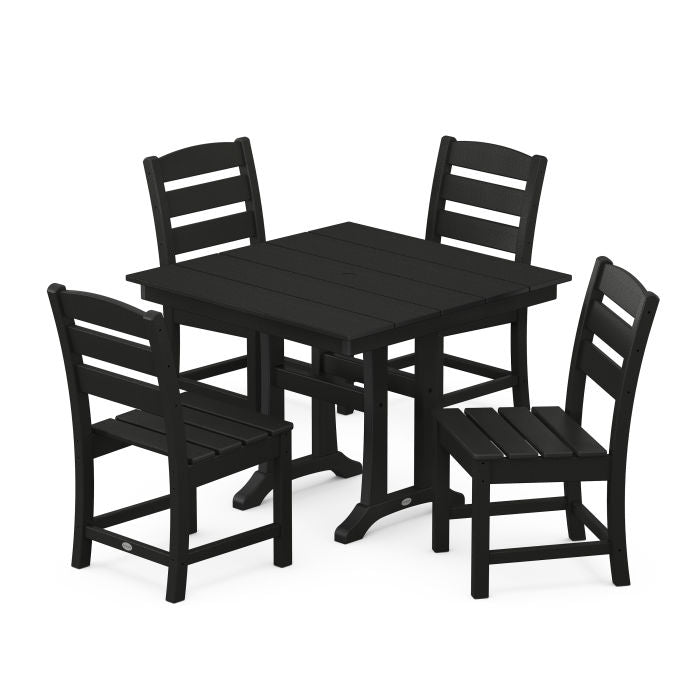 Polywood: Lakeside 5-Piece Farmhouse Trestle Side Chair Dining Set - Image 2