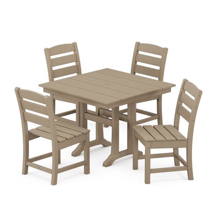 Polywood: Lakeside 5-Piece Farmhouse Trestle Side Chair Dining Set - Image 9