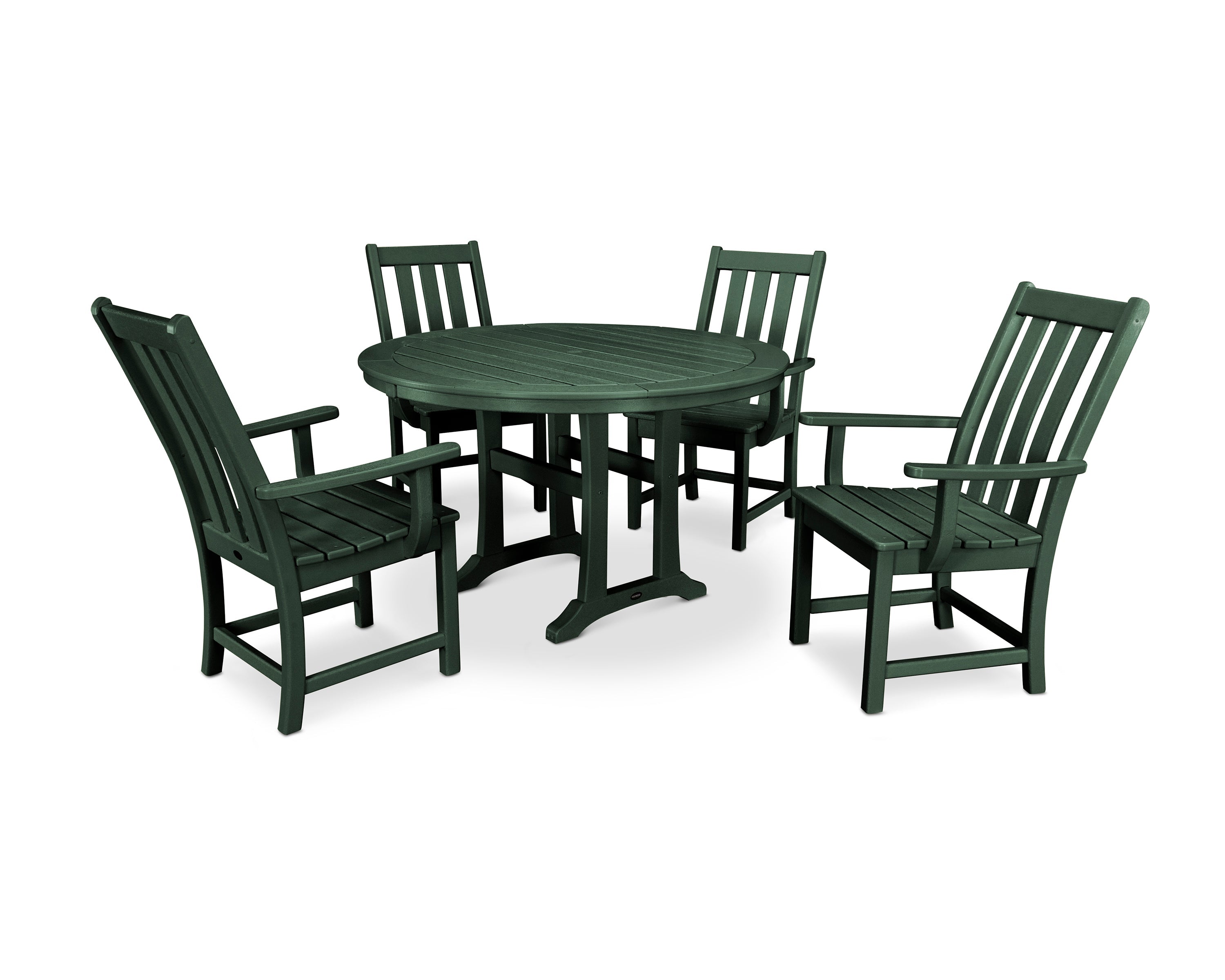 Polywood: Vineyard 5-Piece Round Dining Set with Trestle Legs - Image 23