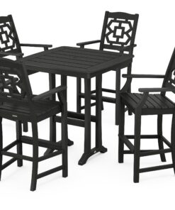 Polywood: Chinoiserie 5-Piece Bar Set with Trestle Legs