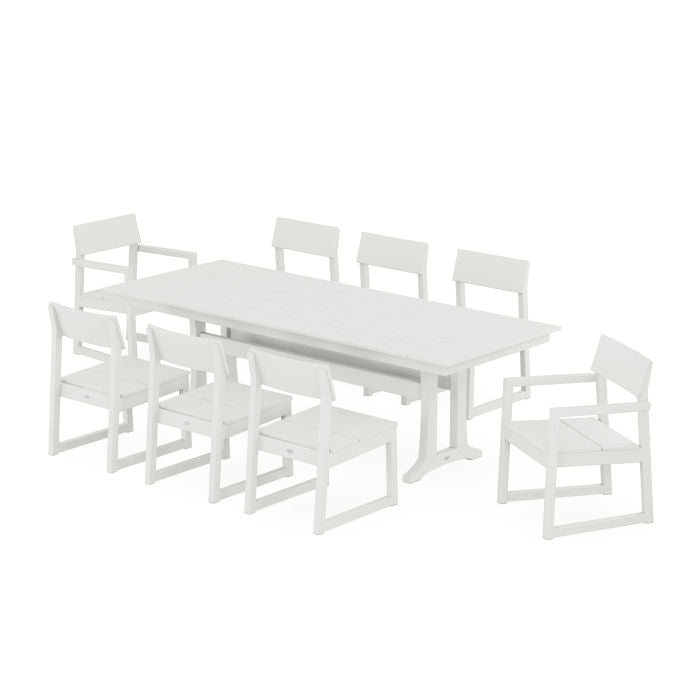 Polywood: EDGE 9-Piece Farmhouse Dining Set with Trestle Legs - Image 16